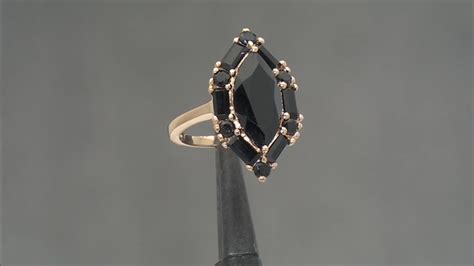 Black Spinel K Yellow Gold Over Sterling Silver Ring Ctw Wig