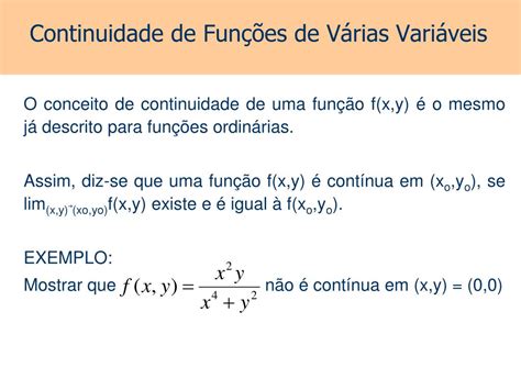 PPT Limites e Continuidade de Funções de Várias Variáveis PowerPoint