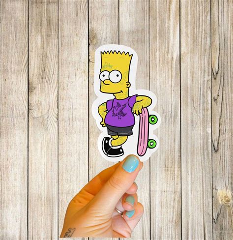 Los Simpson Bart Lil Peep Skateboard Pegatina Impermeable Etsy