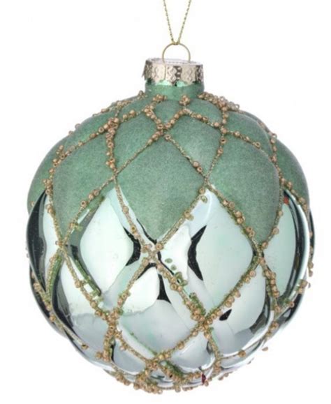 4 Glass Bead Mesh Flocked Ball Ornament Christmas In America