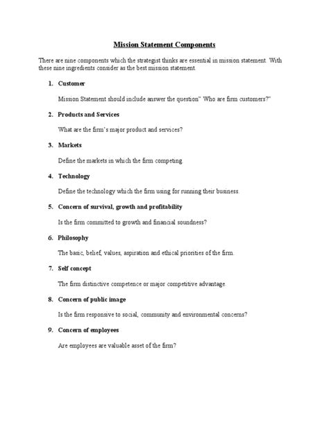Mission Statement Components 