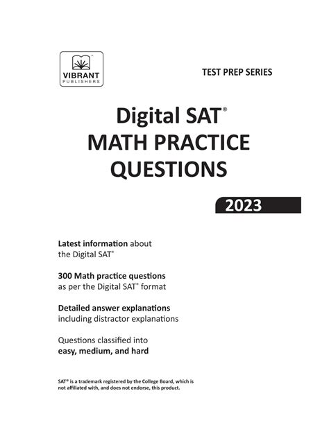 Digital Sat Math Practice Questions E Books Max30