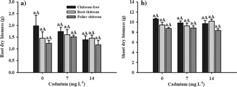 A Root Dry Biomass B Shoot Dry Biomass Of Talinum Patens Cuttings 30