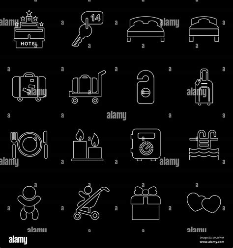 Hotel Icon Set Simple Flat Style Vector Illustration Hotel Icons Stock