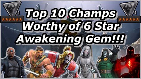 Top 10 Best Options For A 6 Star Generic Awakening Gem Marvel Contest Of Champions Youtube