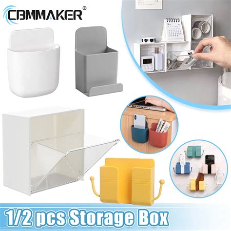 1 2PCS Wall Mounted Storage Boxes Dust And Waterproof Bathroom Bedroom