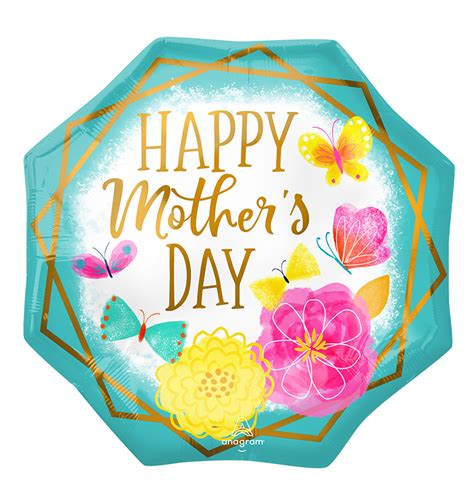 22 Supershape Happy Mothers Day Gold Trim Octagon Foil Balloon