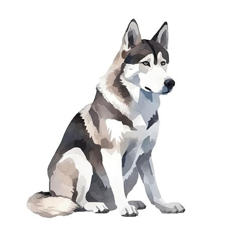 Premium AI Image | Minimalist Siberian Husky Watercolor Painting on ...