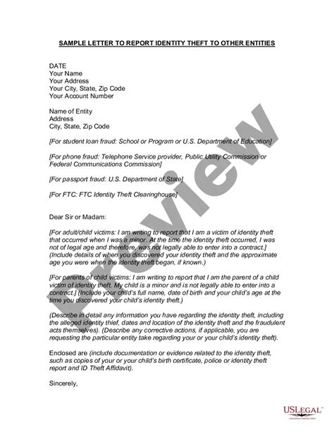 California Letter To Other Entities Notifying Them Of Identity Theft Of Minor Police Report