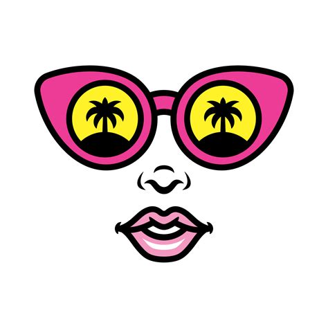 Female Face In Sunglasses Hand Drawn Silhouette Retro Illustration 48304024 Png