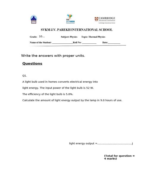 Physics Worksheet 1 | PDF