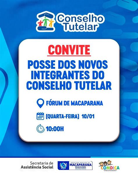 CONVITE POSSE DOS NOVOS INTEGRANTES DO CONSELHO TUTELAR Prefeitura