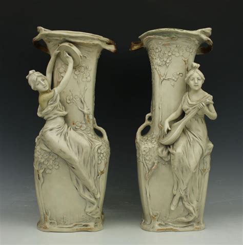 Bid Now Royal Dux Art Nouveau Vases With Women Invalid Date EDT