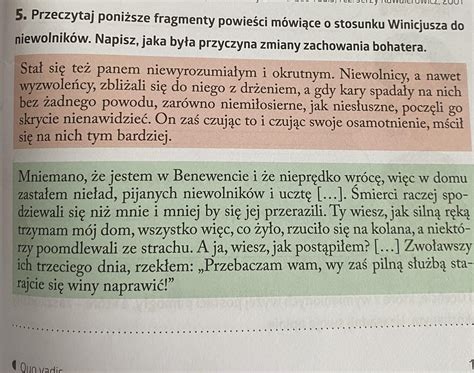 Przeczytaj Poni Sze Fragmenty Powie Ci M Wi Ce O Stosunku Winicjusza Do