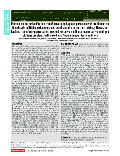 Pdf M Todo De Perturbaci N Con Transformada De Laplace Para M Todo