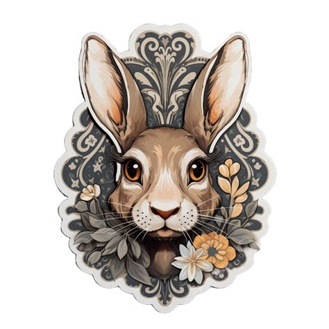 Inquisitive Bunny T Shirt Sticker Clipart Of A Curious Rabbit Admiring Flower Rabbit Sticker