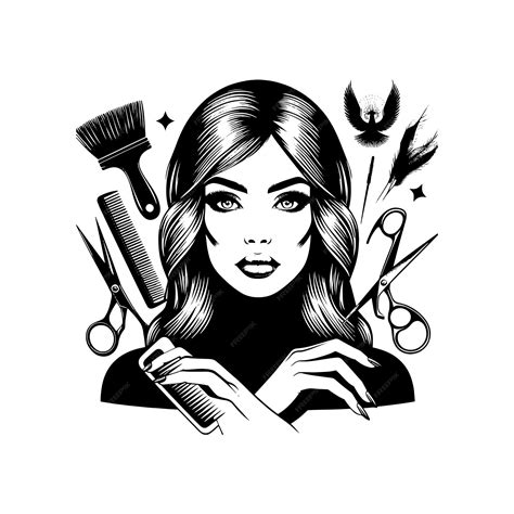 Premium Vector | Vector a woman with a hairdressers hair and a brush