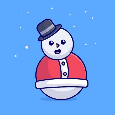 Boneco de neve bonito chapéu simples desenho animado vetor