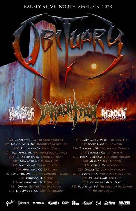 Obituary Shares Spring 2023 North American Dates – Mostly Music