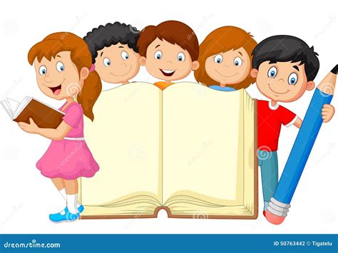 Cartoon Kids With Book And Pencil Stock Vector - Image: 50763442