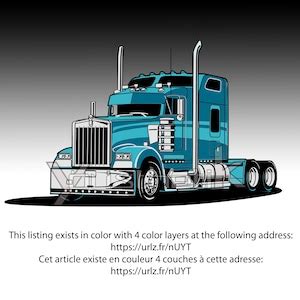 Semi Truck Kenworth Svg Eps Png Dxf Ai Shadow Etsy