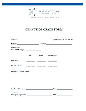 Fillable Online Change Of Grade Form Rasgorg Fax Email Print Pdffiller