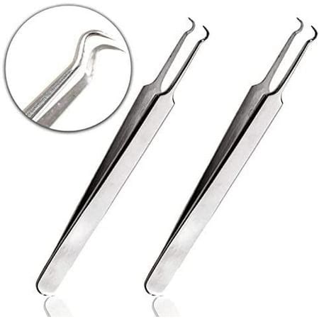 Stainless Steel Curved Hook Tip Precision Tweezers Blackheads ...