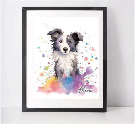 Personalised Border Collie Art Print Bellisima Uk