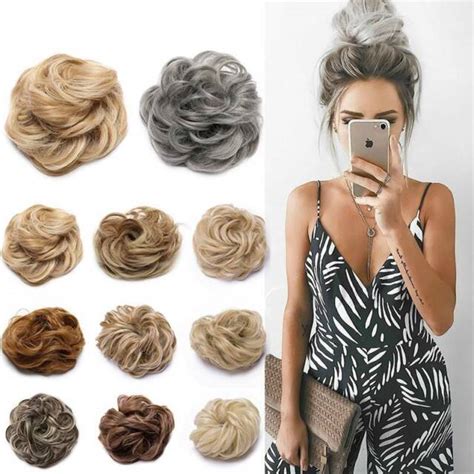 100 Real Messy Bun Scrunchie Hair Extension Chignon For Human Blonde Hairpiece Ebay