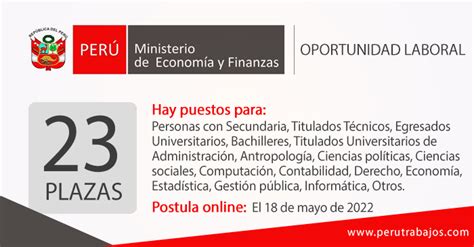 MINISTERIO DE ECONOMÍA MEF 23 PLAZAS Empleos 2022