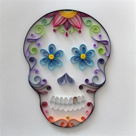 Mexican Calavera Made With Colorful Paper Paper Quilling Designs