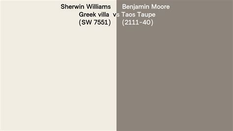 Sherwin Williams Greek Villa SW 7551 Vs Benjamin Moore Taos Taupe