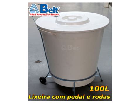 Lixeira Pl Stica Litros Branca Suporte E Pedal E Rodas Abelt