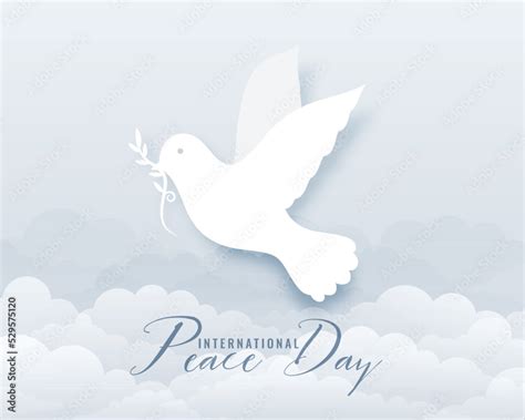 International Day of peace background with sky and flying pigeon design vector illustration ...