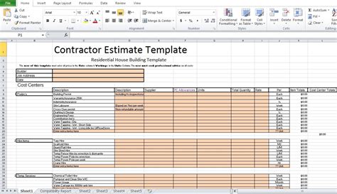 Free Construction Estimate Template Excel Printable Templates