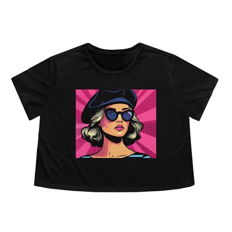 Enigmatic Elegance Pop Art Chic Tee Collection Women S Flowy Cropped