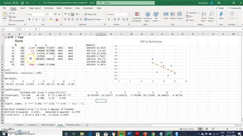 Linear Regression In Excel And Rstudio With Anova 2 Youtube