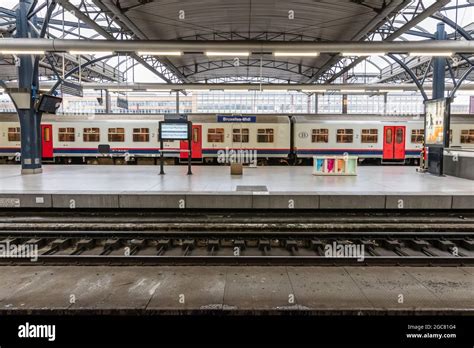 Brussels Belgium March Train At Platform Of Brussels South