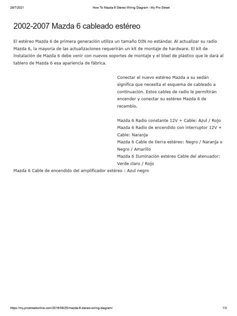 How To Mazda 6 Stereo Wiring Diagram - My Pro Street | PDF