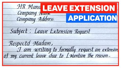 Leave Extension Application Leave Extension Letter Format Youtube