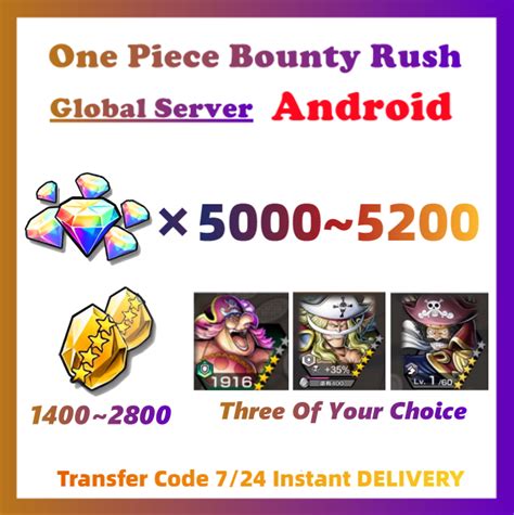 Reviews [global] One Piece Bounty Rush Opbr 5000~5200 Gems With 3300