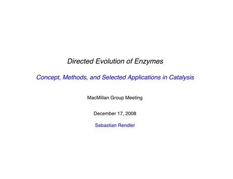 PDF Directed Evolution Of Enzymes And Or Replication Library Of