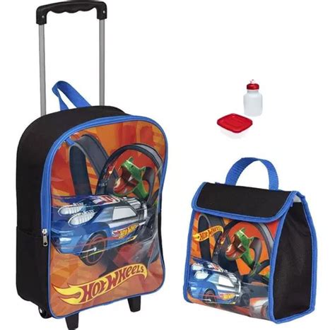 Kit De Mochila Escolar Infantil Hot Wheels Trolley G Lonchera MercadoLibre