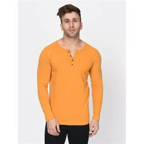 Hosiery Sinker Full Sleeves Mens Henley Neck T Shirt Size S Xxl At Rs