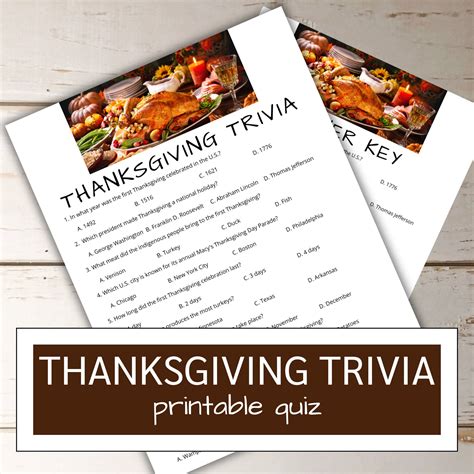 Thanksgiving quiz printable giving thanks trivia game fall classroom