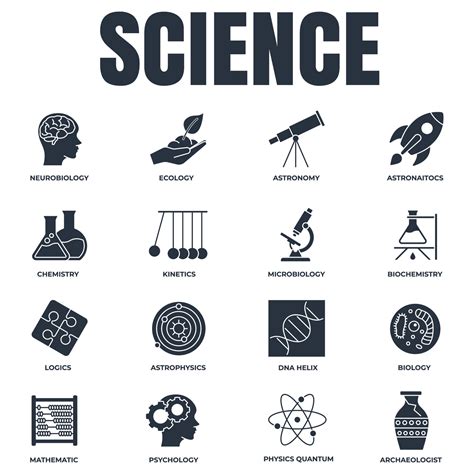 Set Of Science Icon Logo Vector Illustration Biology Chemistry