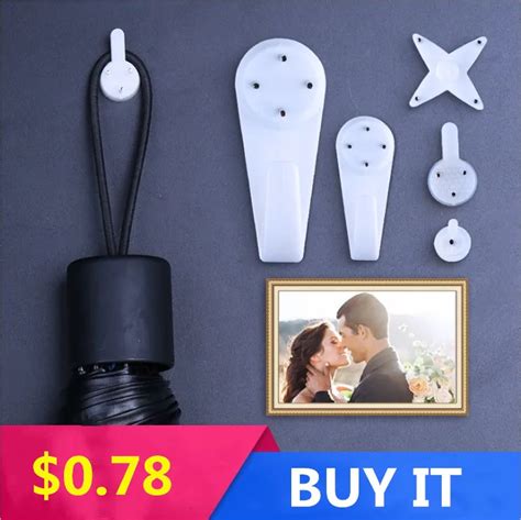 10pcs White Plastic Invisible Wall Mount Photo Picture Frame Nail Hook