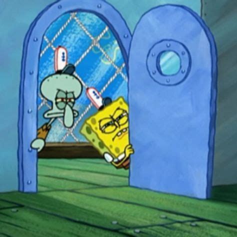 Spongebob Jumping Out Of An Open Door To Another Cartoon Character In