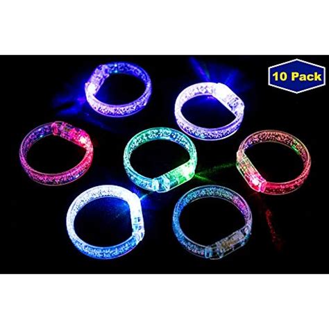 10Pcs Led Bracelets Light Up Party Favors Glow Toys Supplies " Games ...