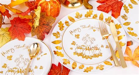 Amazon Liacere 150PCS Thanksgiving Plastic Plates Gold Plastic